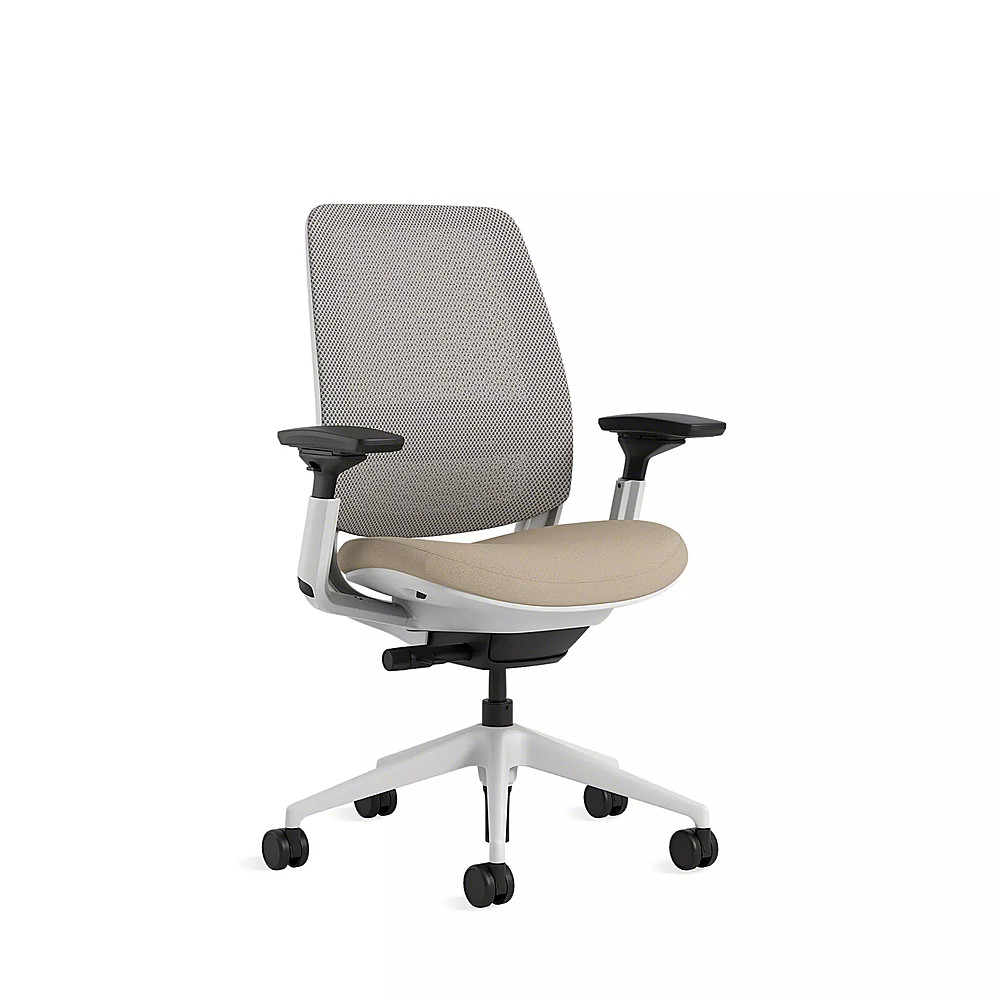 Angle View: Steelcase Series 2 3D Airback Chair with Seagull Frame - Oatmeal/Nickel