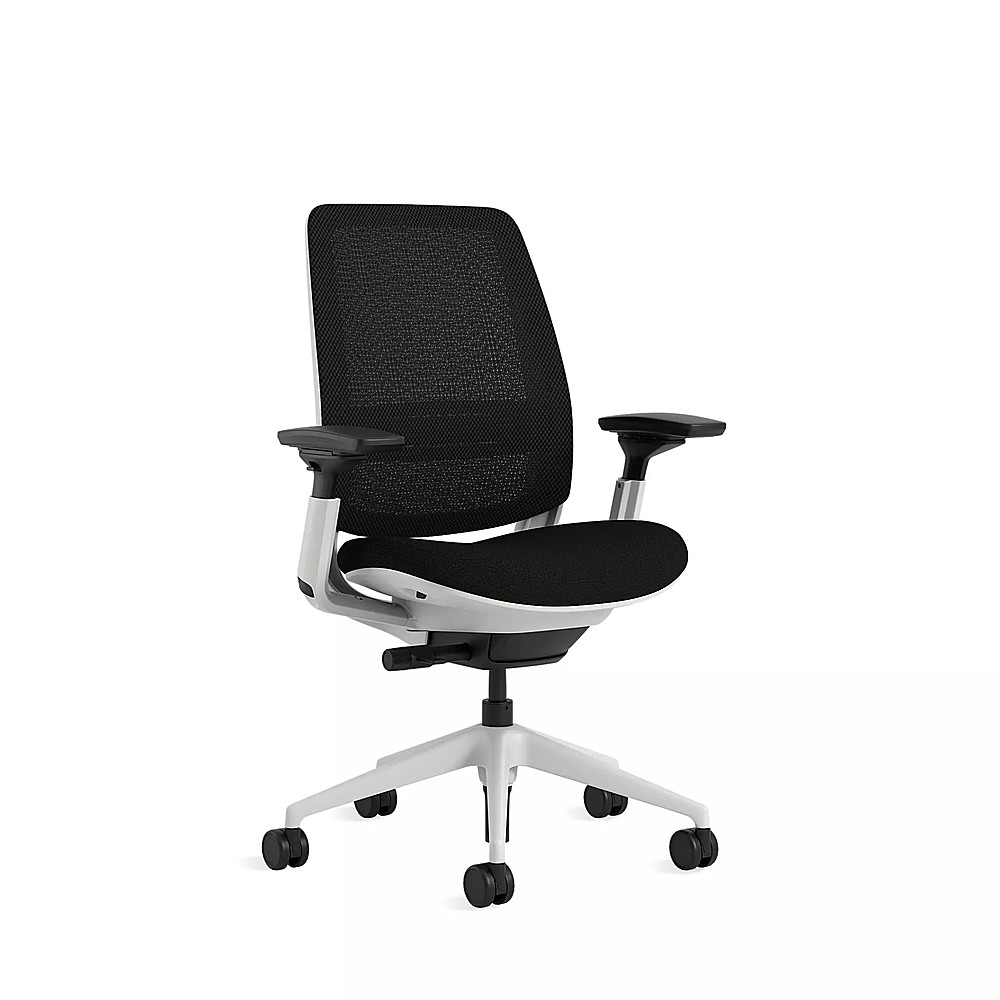 Angle View: Steelcase Series 2 3D Airback Chair with Seagull Frame - Onyx/Licorice