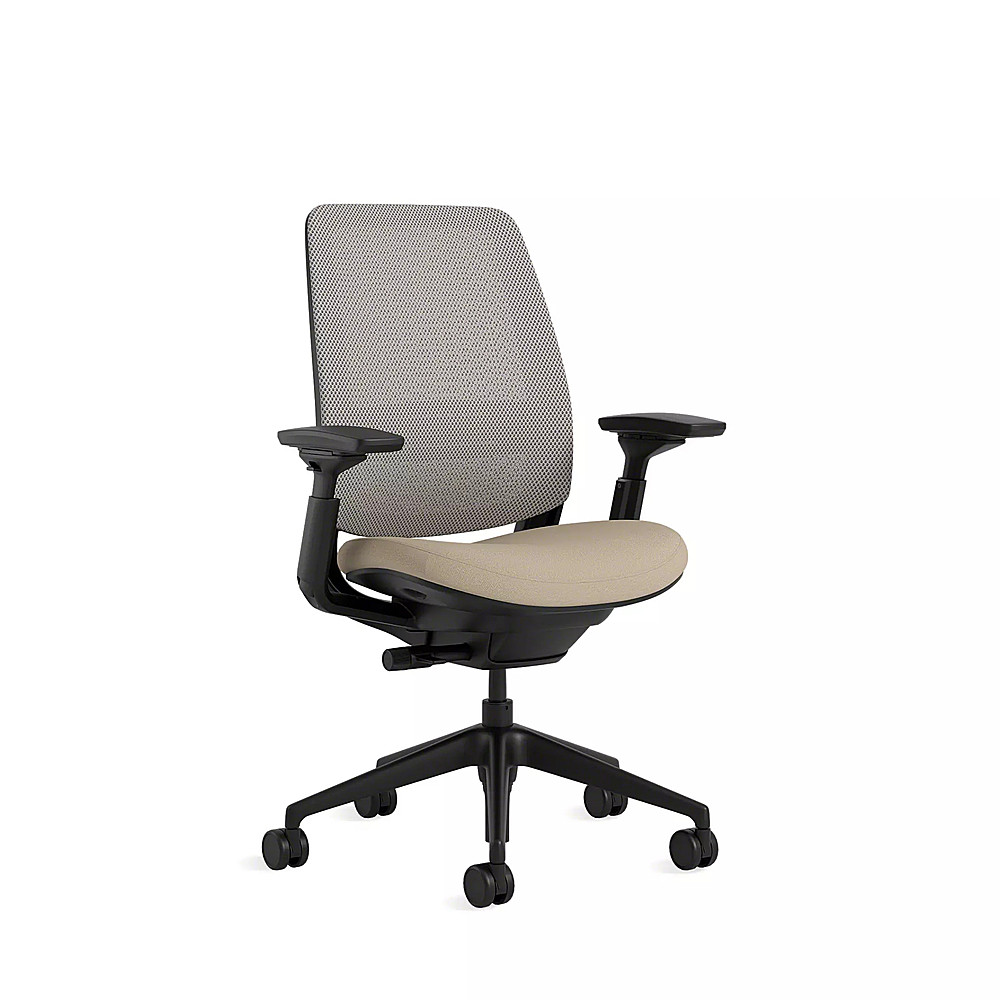 Angle View: Steelcase Series 2 3D Airback Chair with Black Frame - Oatmeal/Nickel