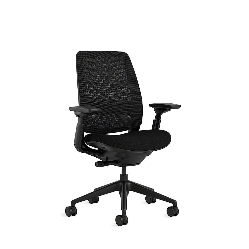 Angle. Steelcase - Series 2 3D Airback Chair with Black Frame - Onyx/Licorice.