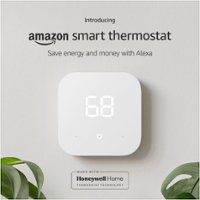 Amazon - Smart Programmable Thermostat with Alexa, C-Wire Required - White - Front_Zoom