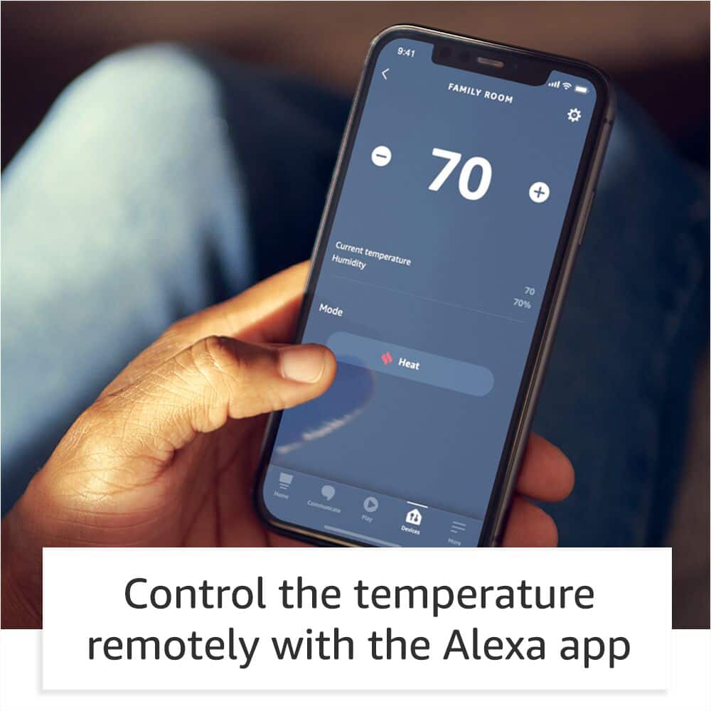 Control the temperature remotely with the Alexa app.