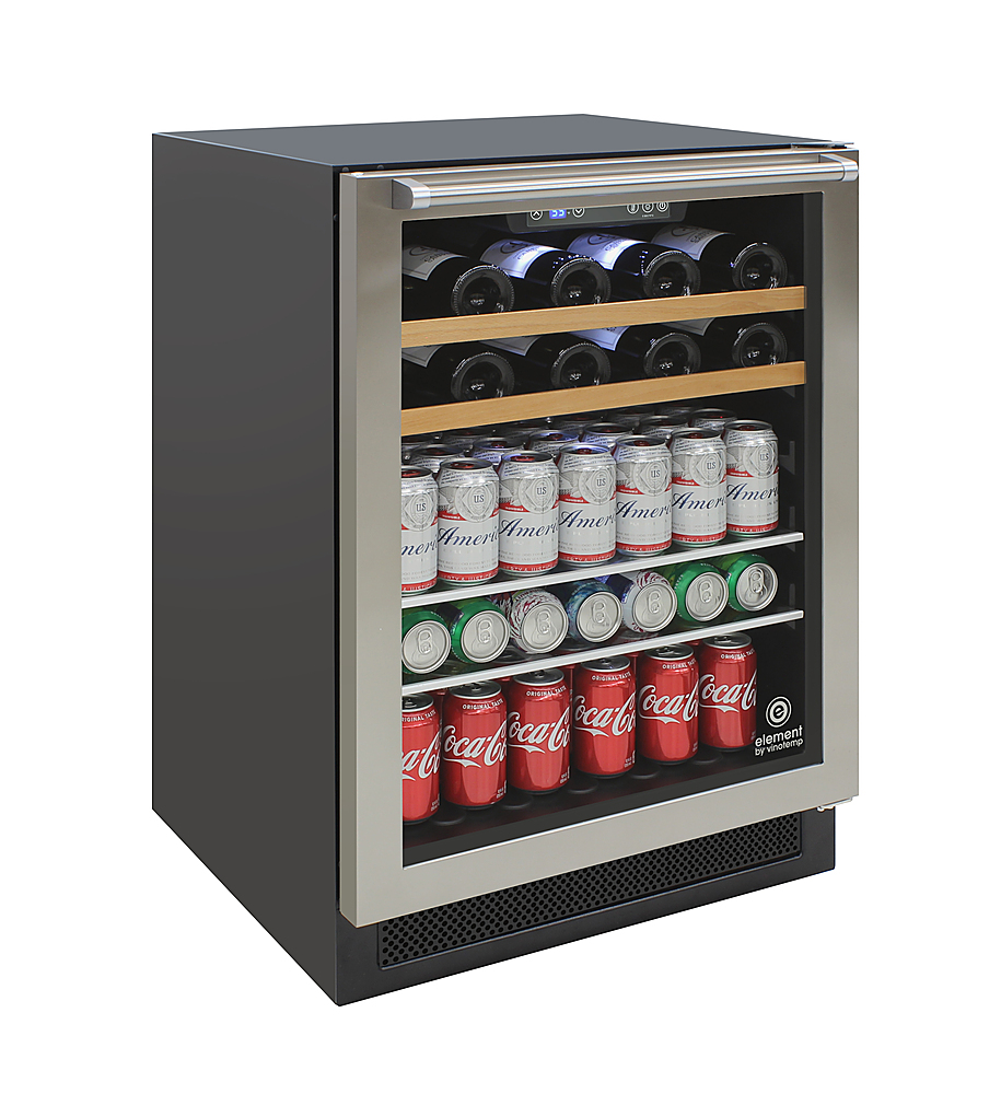 Angle View: Vinotemp - 24-Inch Wine & Beverage Cooler with Top Handle - Stainless steel