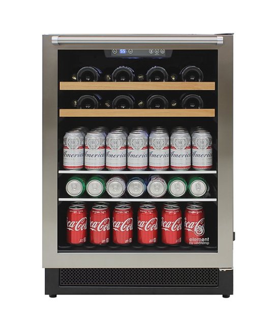 Vinotemp – 24-Inch Wine & Beverage Cooler with Top Handle – Stainless Steel