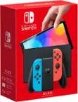 Front. Nintendo - Geek Squad Certified Refurbished Switch – OLED Model w/ Neon Red & Neon Blue Joy-Con - Multi.