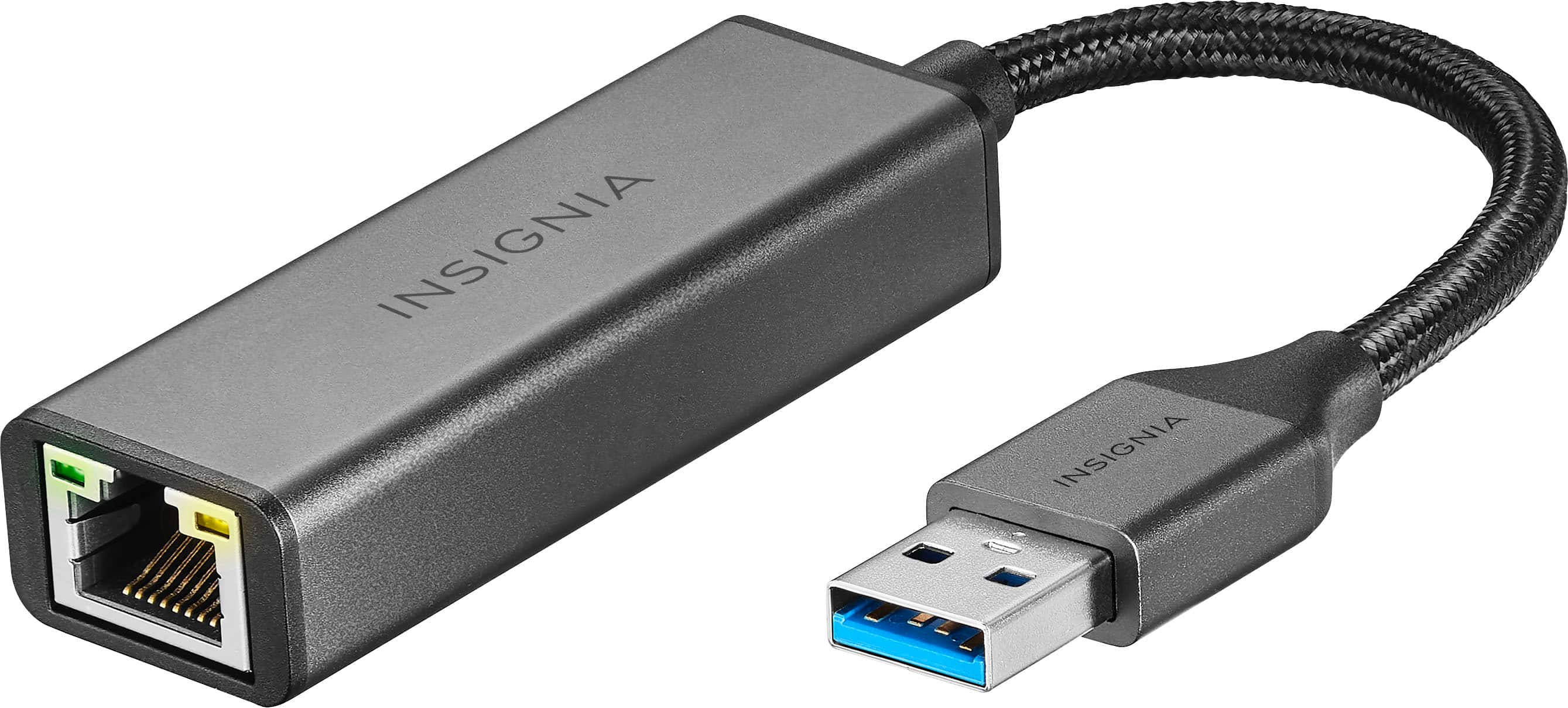 Front. Insignia™ - USB to Ethernet Adapter - Black.