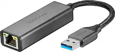 Front. Insignia™ - USB to Ethernet Adapter - Black.