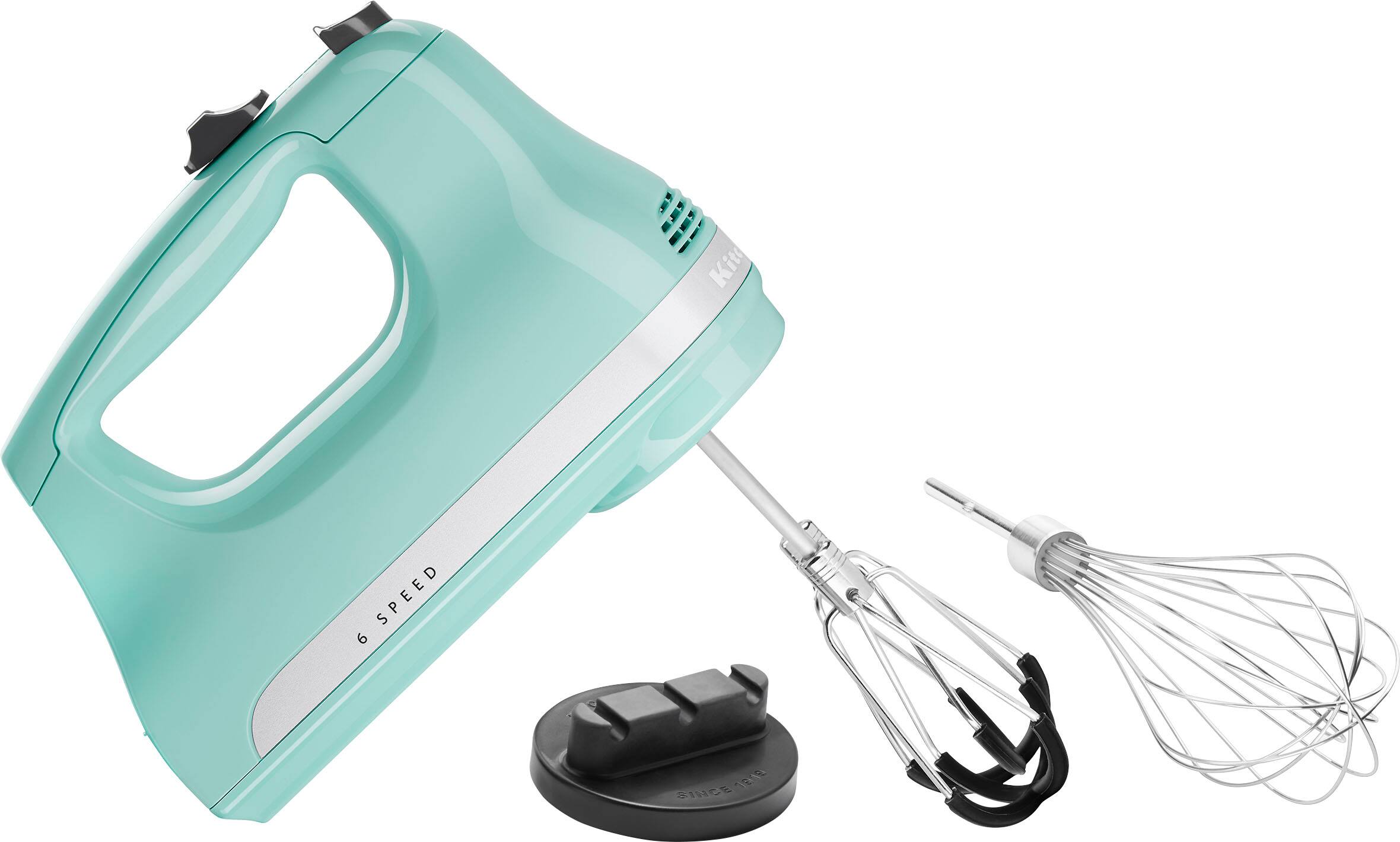 Alt View 1. KitchenAid - 6 Speed Hand Mixer with Flex Edge Beaters - KHM6118 - Ice Blue.