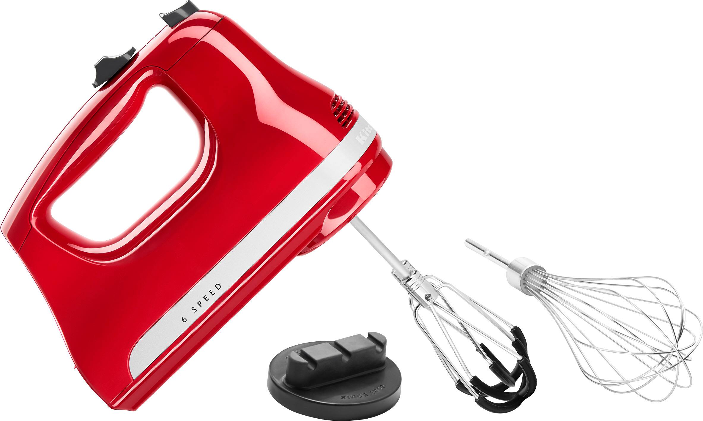 Alt View 1. KitchenAid - 6 Speed Hand Mixer with Flex Edge Beaters - KHM6118 - Empire Red.