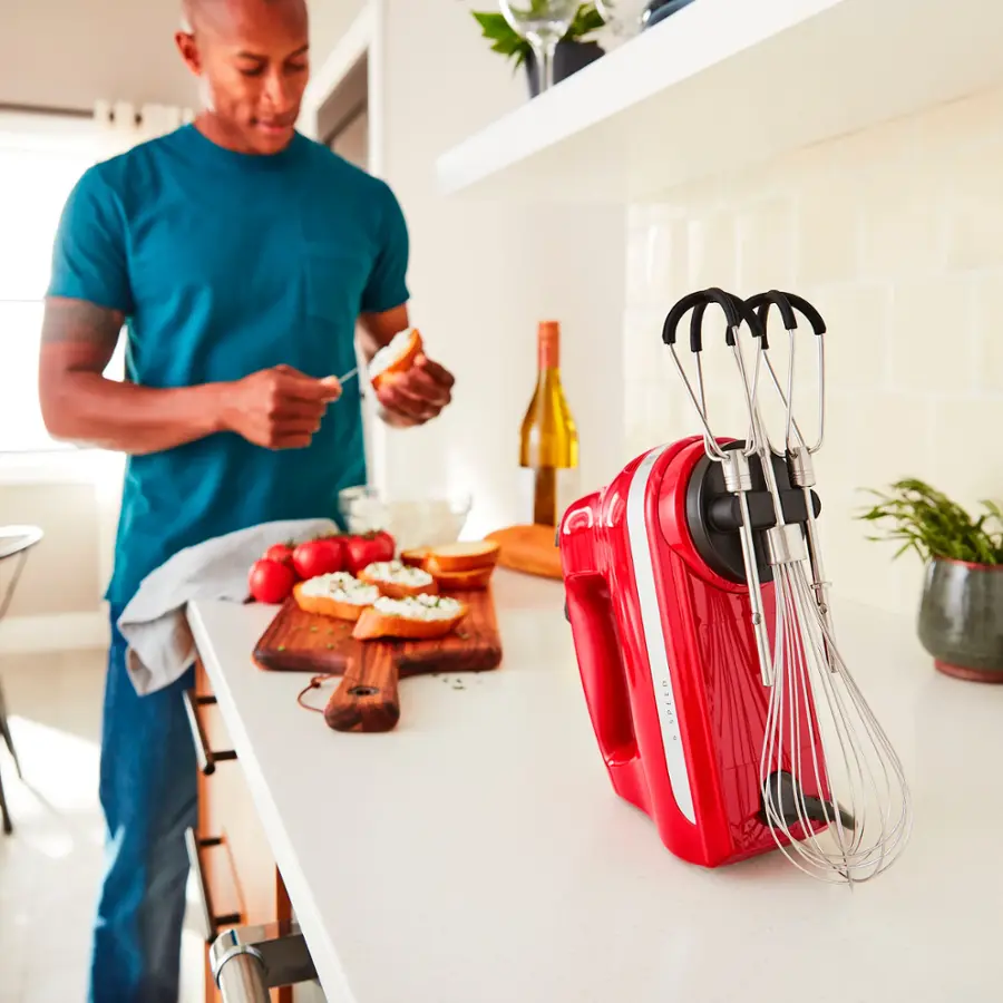 Alt View 11. KitchenAid - 6 Speed Hand Mixer with Flex Edge Beaters - KHM6118 - Empire Red.