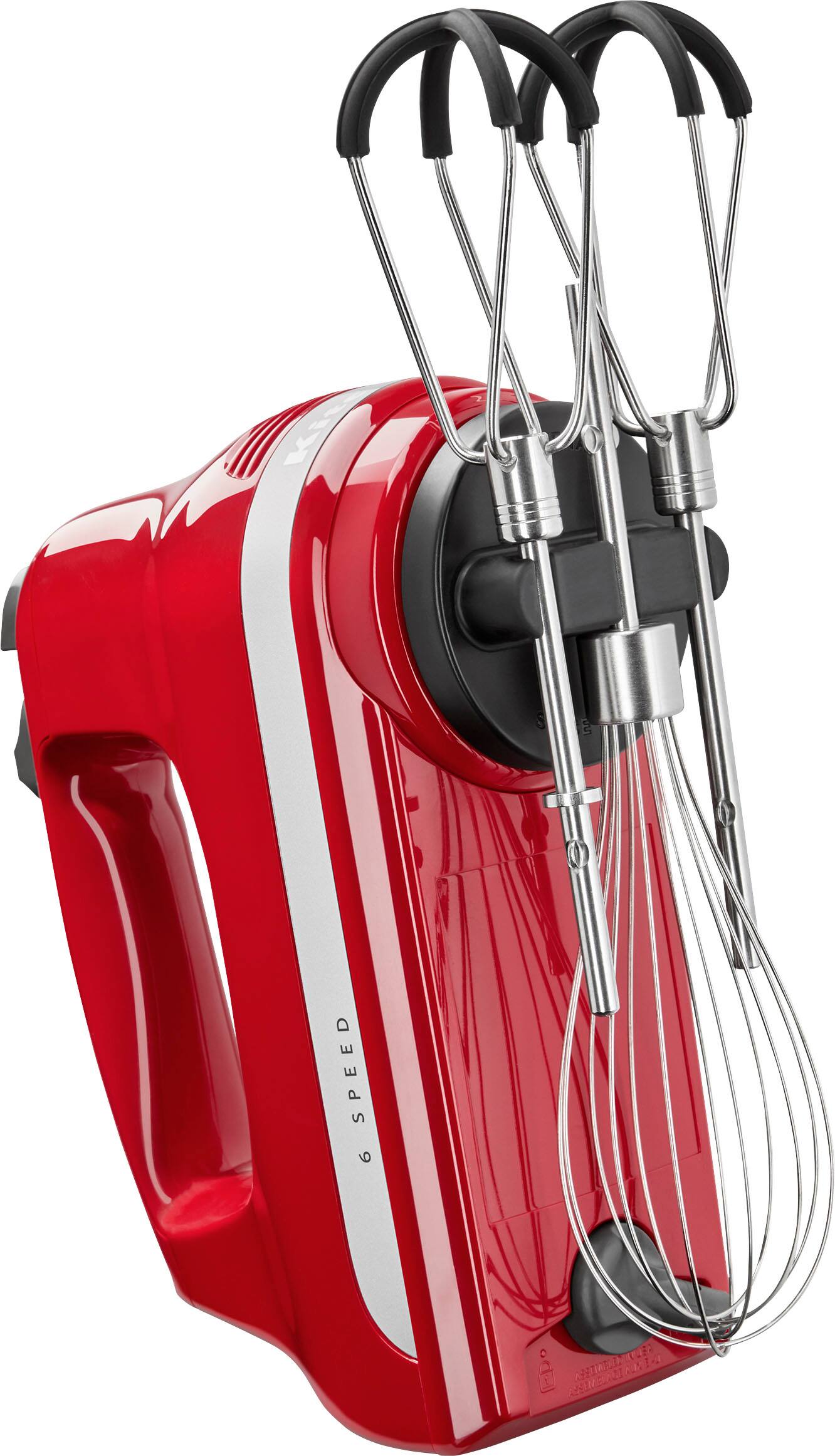 Left. KitchenAid - 6 Speed Hand Mixer with Flex Edge Beaters - KHM6118 - Empire Red.
