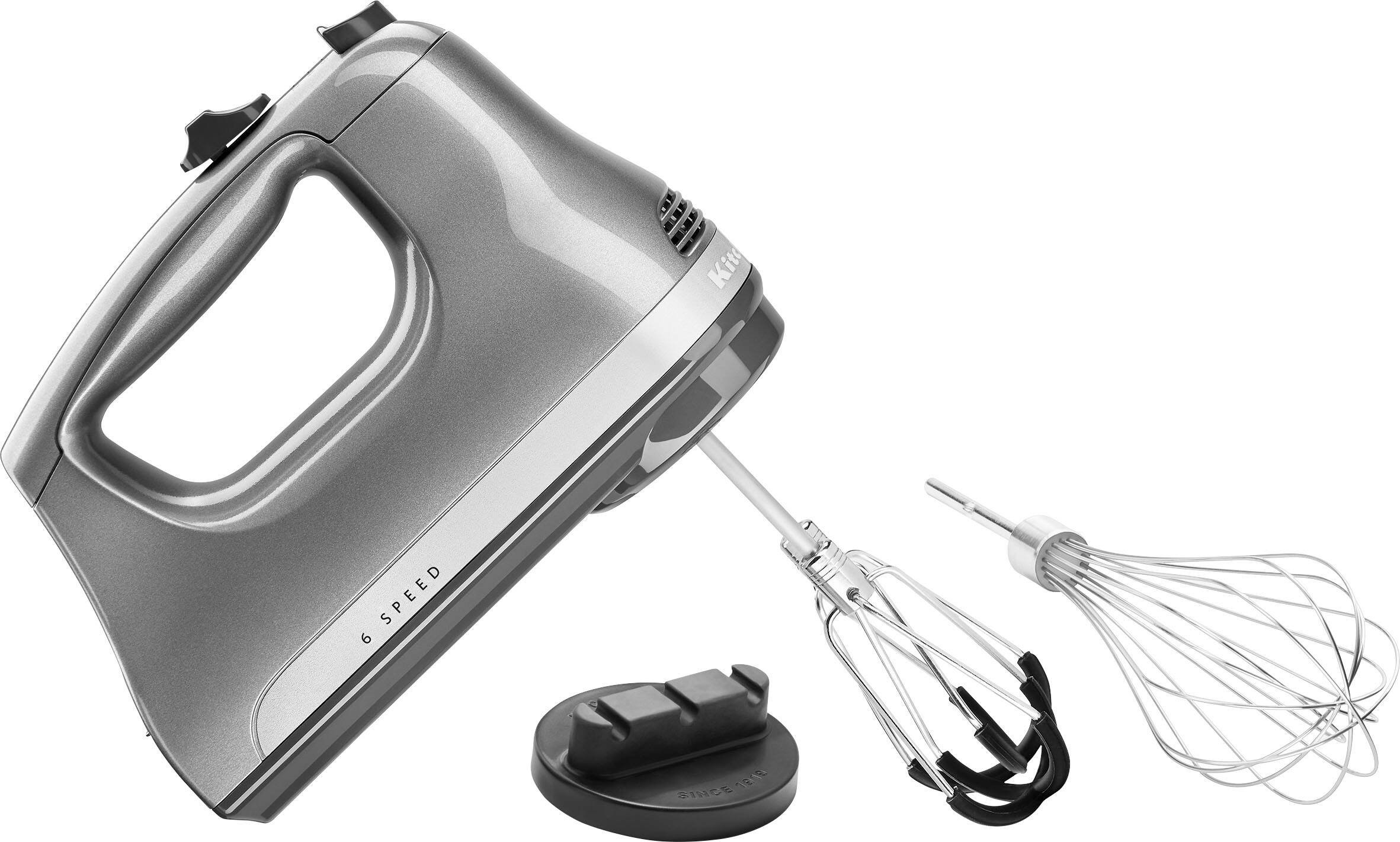Alt View 1. KitchenAid - 6 Speed Hand Mixer with Flex Edge Beaters - KHM6118 - Contour Silver.