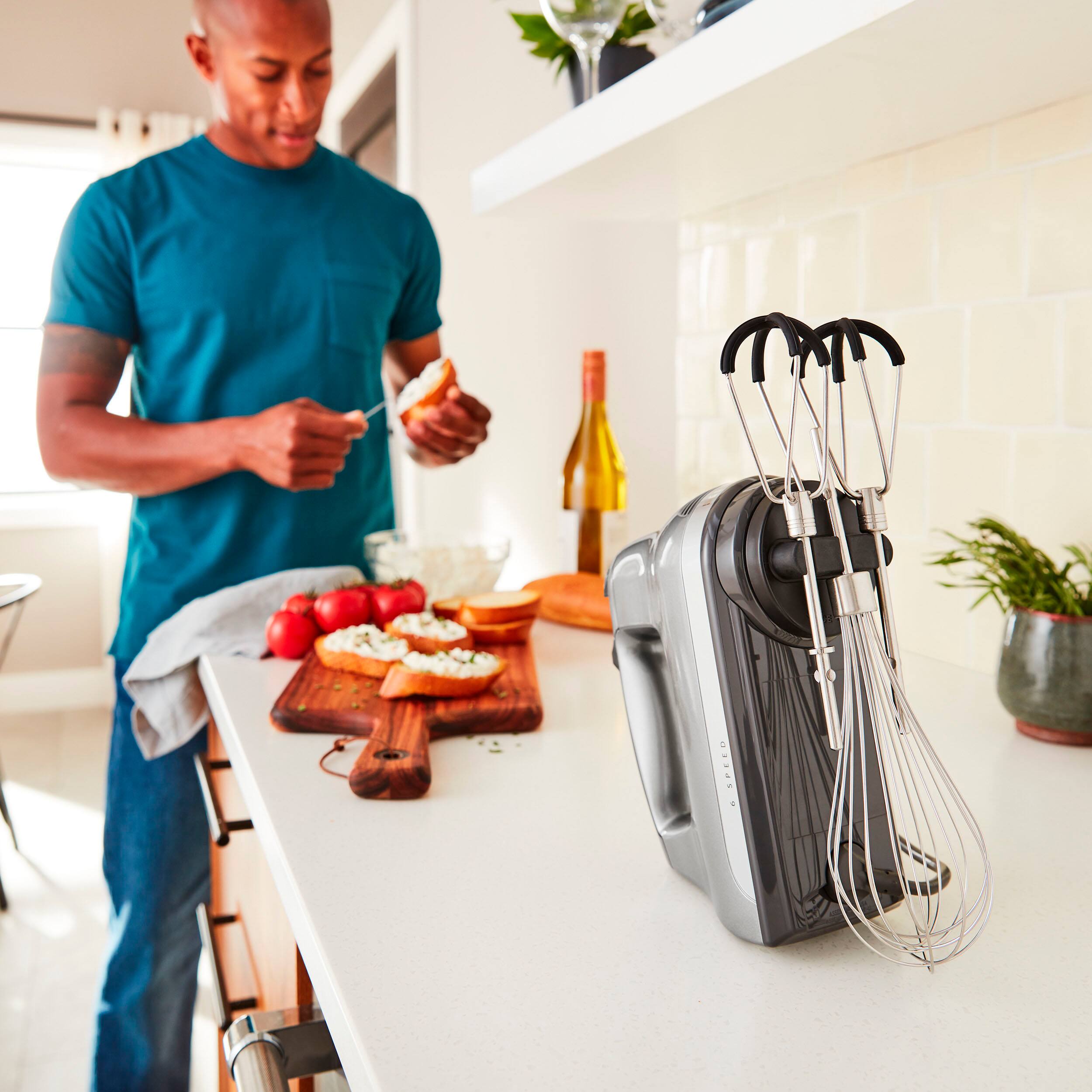 Alt View 11. KitchenAid - 6 Speed Hand Mixer with Flex Edge Beaters - KHM6118 - Contour Silver.