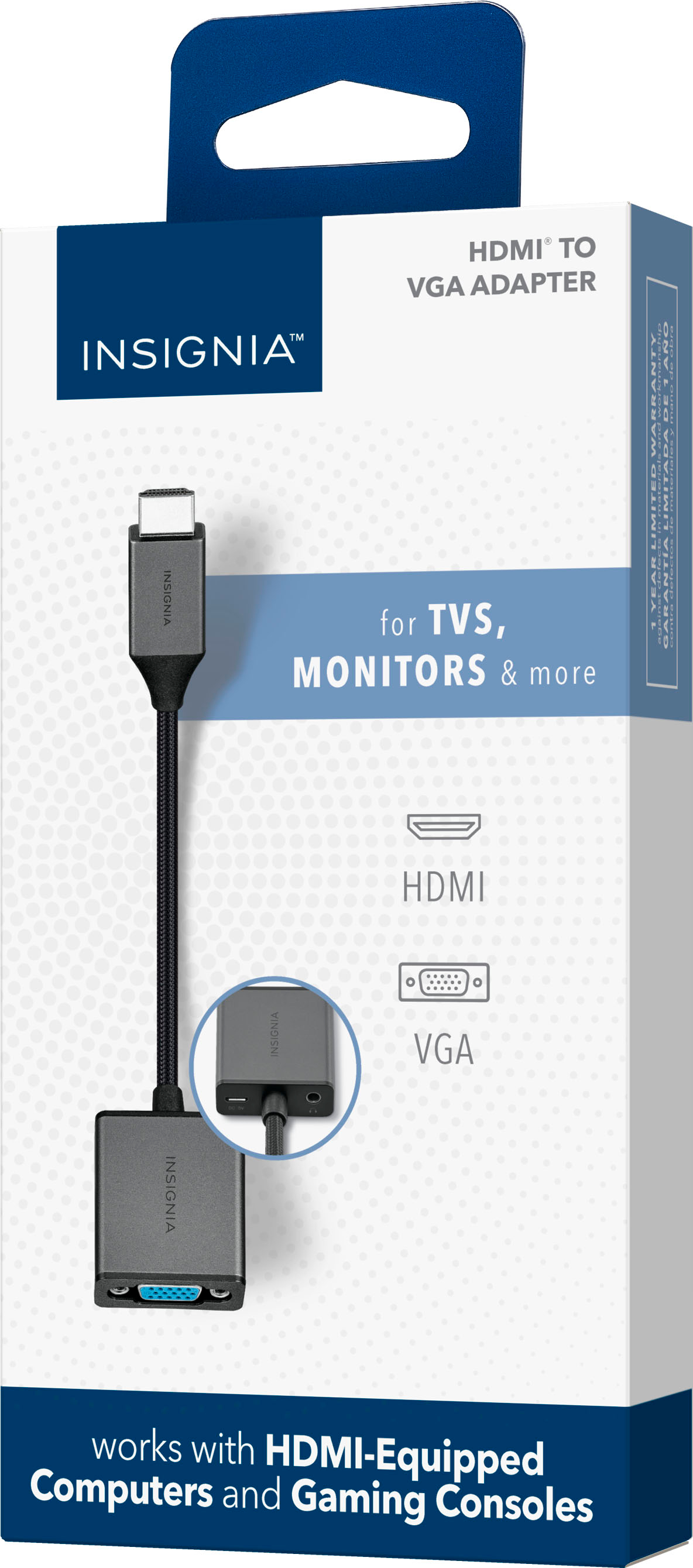  Insignia HDMI-to-VGA Adapter, Model: NS-PG95503, Black