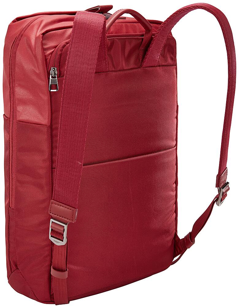 Left View: Thule - Compact Spira Backpack, holds up to a 13" laptop - Rio Red