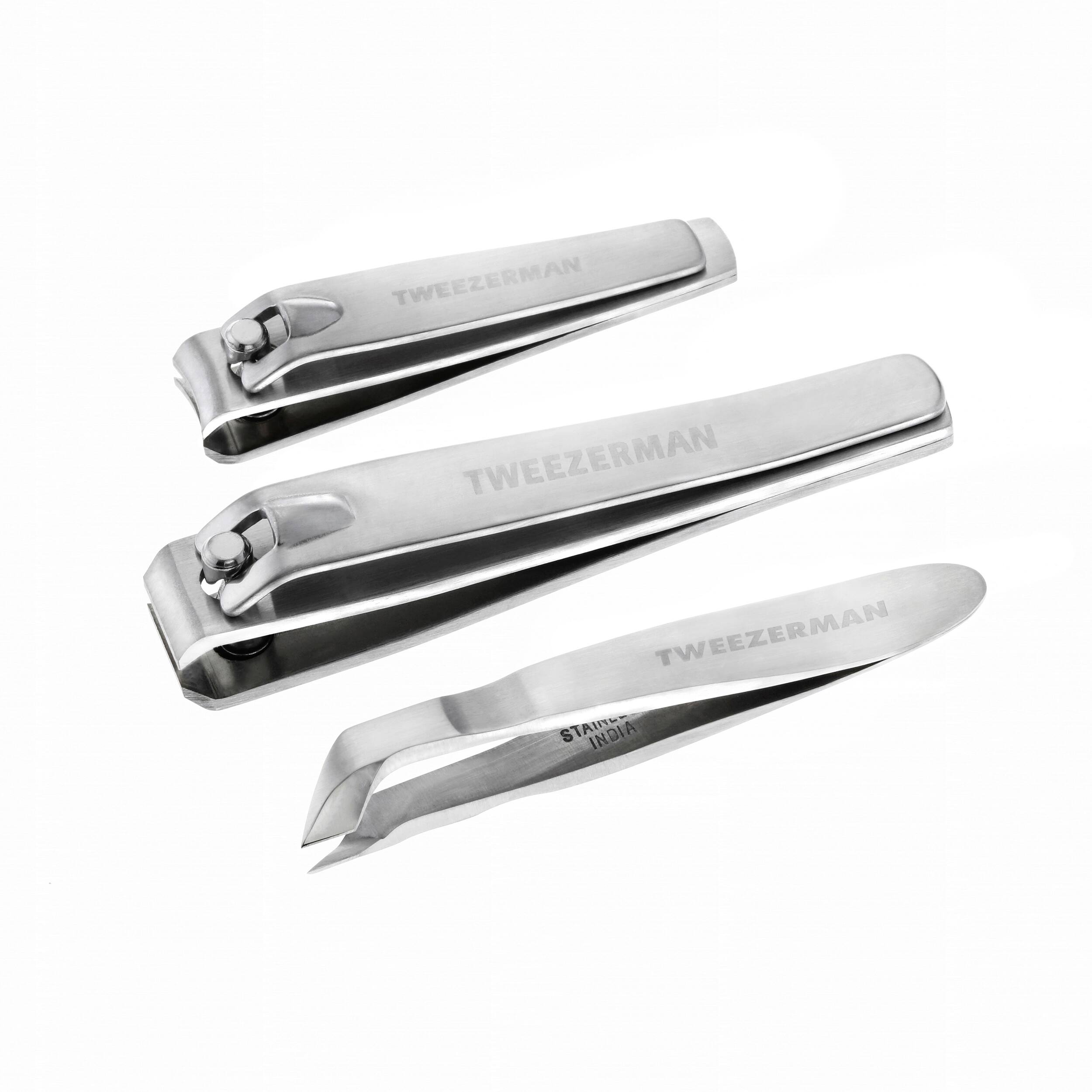 Angle View: Tweezerman Stainless Steel Nail Grooming Set, Nail Clippers and Cuticle Nipper