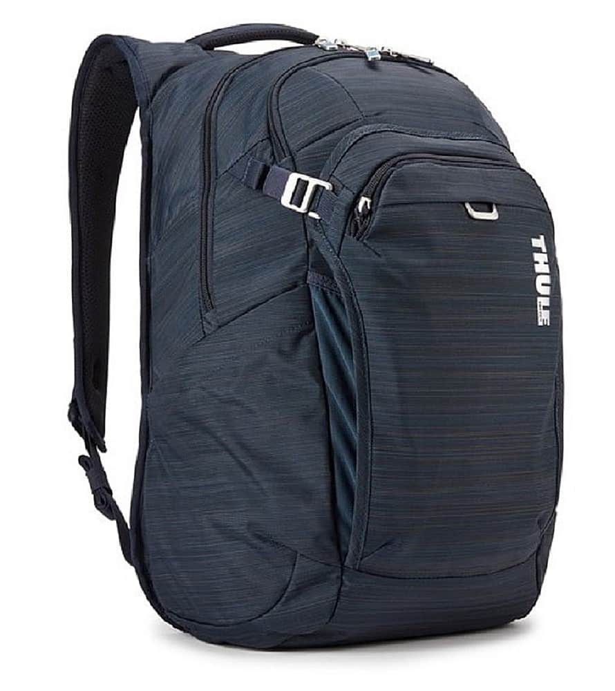 Angle View: Thule - Construct Backpack 24L, holds a 15.6" laptop and holds an extra 10.1" tablet - Carbon Blue