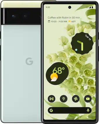 Front. Google - Pixel 6 128GB (Unlocked) - Sorta Seafoam.