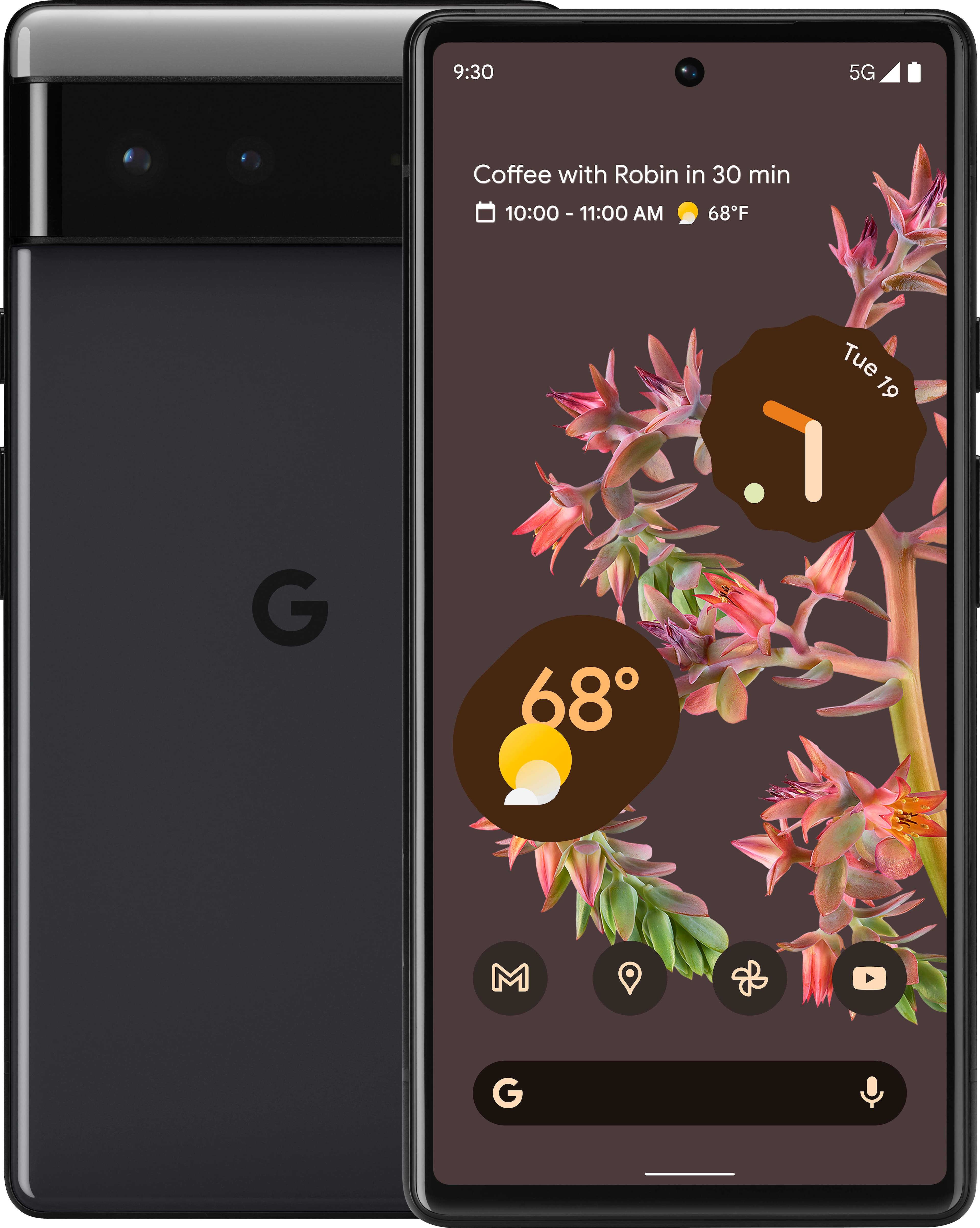 Front. Google - Pixel 6 128GB - Stormy Black.