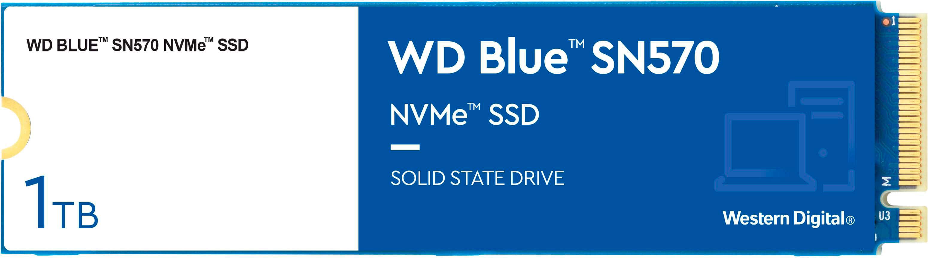 Front. WD - Blue SN570 1TB Internal SSD PCIe Gen 3 x4 - Blue.