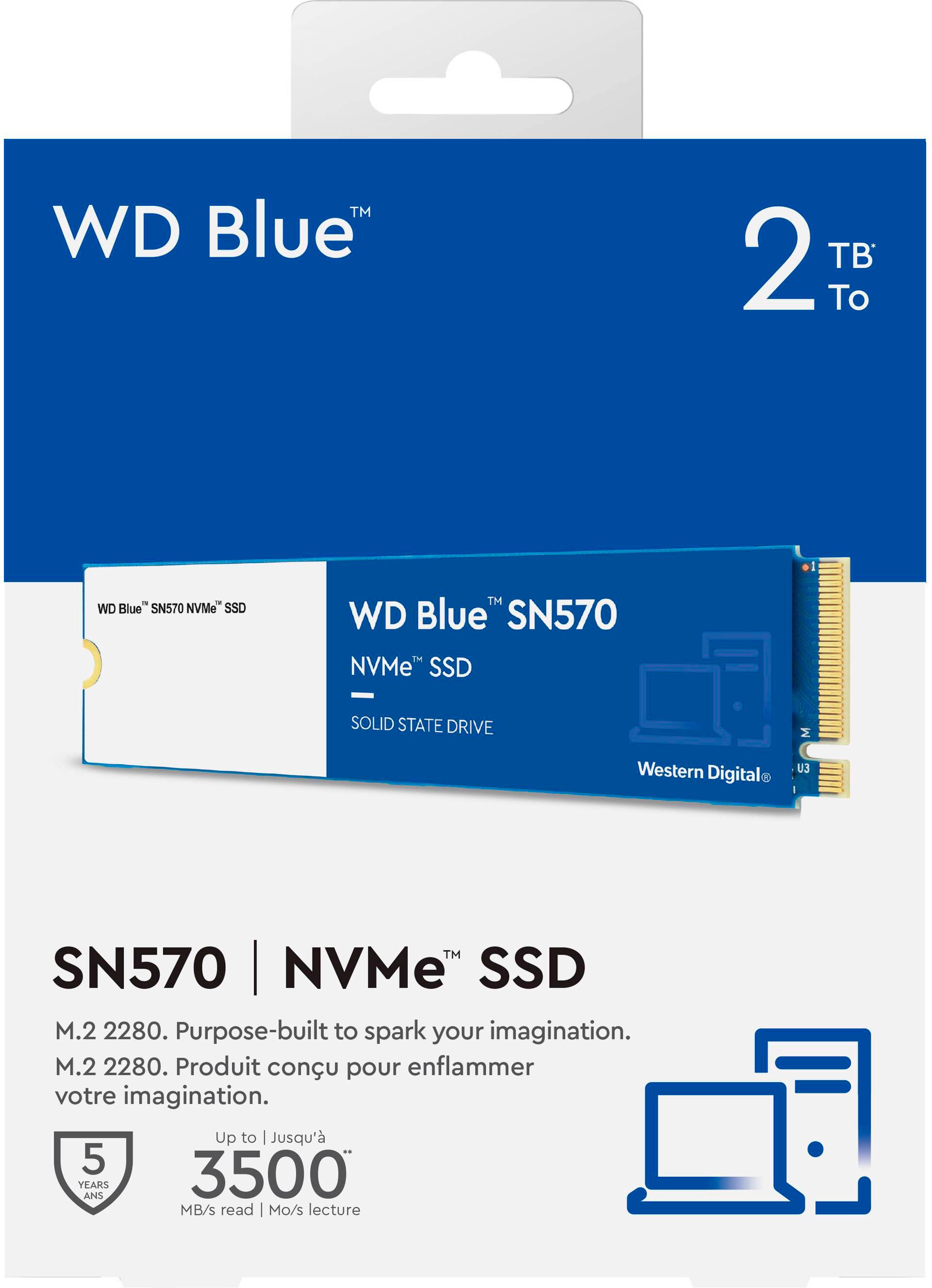  Western Digital 500GB WD Blue SN570 NVMe Internal Solid State  Drive SSD - Gen3 x4 PCIe 8Gb/s, M.2 2280, Up to 3,500 MB/s - WDS500G3B0C :  Electronics