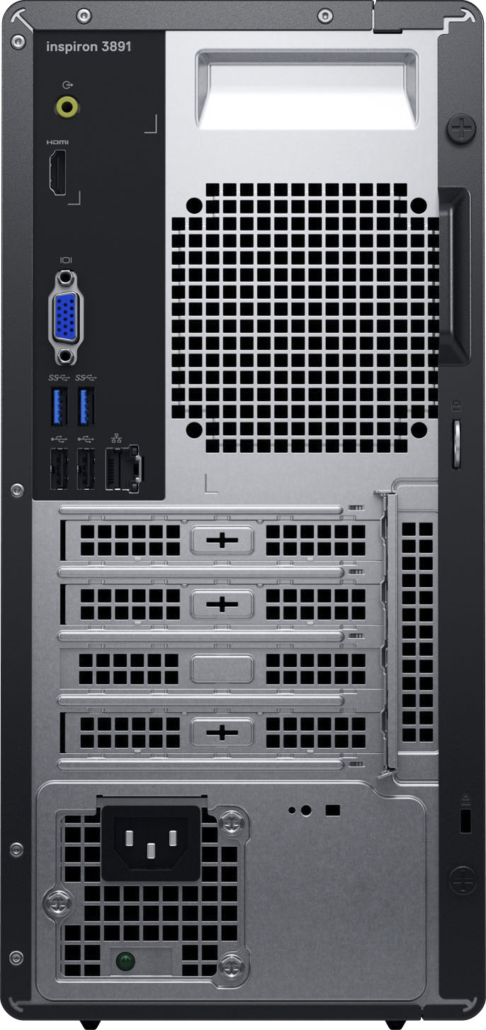 Back View: Dell - OptiPlex 3000 Desktop - Intel i3-1115G4 - 8 GB Memory - 128 GB SSD - Black