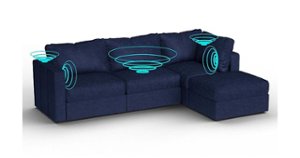 Lovesac - 4 Seats + 5 Sides Corded Velvet & Standard Foam with 6 Speaker Immersive Sound + Charge System - Sapphire Navy - Front_Zoom