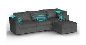 Lovesac - 4 Seats + 5 Sides Corded Velvet & Standard Foam with 6 Speaker Immersive Sound + Charge System - Charcoal Grey - Front_Zoom