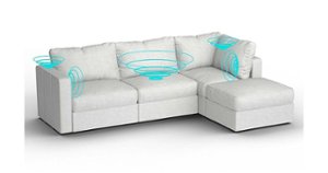 Lovesac - 4 Seats + 5 Sides Corded Velvet & Standard Foam with 8 Speaker Immersive Sound + Charge System - Sky Grey - Front_Zoom