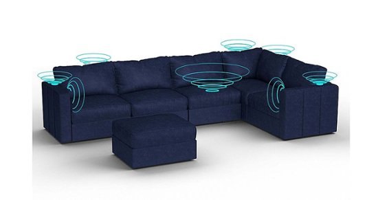 Front Zoom. Lovesac - 6 Seats + 8 Sides Corded Velvet & Lovesoft with 6 Speaker Immersive Sound + Charge System - Sapphire Navy.