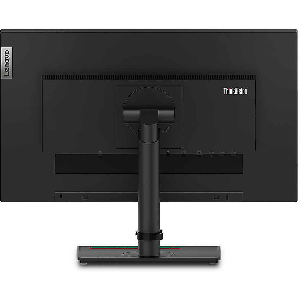 Back View: Lenovo - ThinkVision T24i-2L 23.8" LED Monitor (HDMI, DP, VGA) - Black