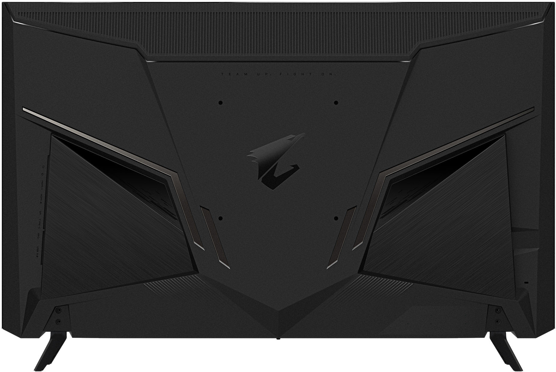 Back View: GIGABYTE - AORUS FV43U 43" LED 4K UHD FreeSync Premium Pro Gaming Monitor with HDR (HDMI, DisplayPort, USB) - Black