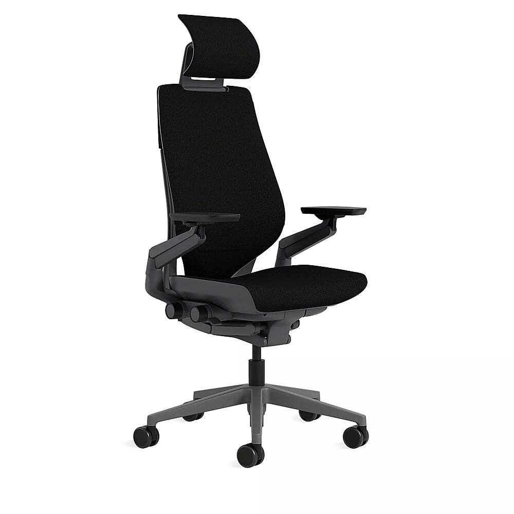 Angle. Steelcase - Gesture Wrapped Back Office Chair with Headrest - Onyx.