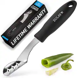 Zulay Kitchen - Jalapeno Corer & Seed Remover - Black