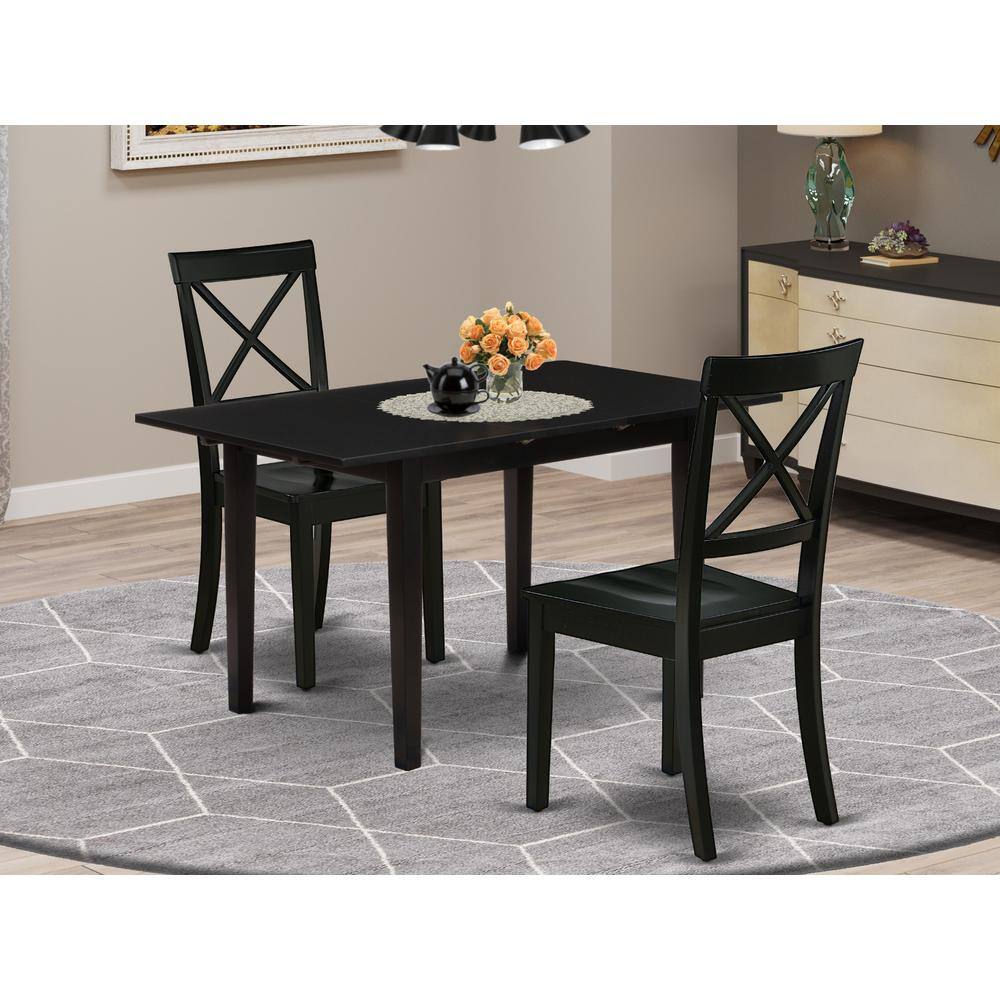 Back. East West Furniture - Dining Table- Dining Chairs - Brown.