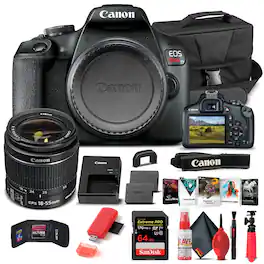 Canon - EOS Rebel T7 DSLR Camera W/ 18-55mm Lens 2727C002 - Basic Bundle - Black