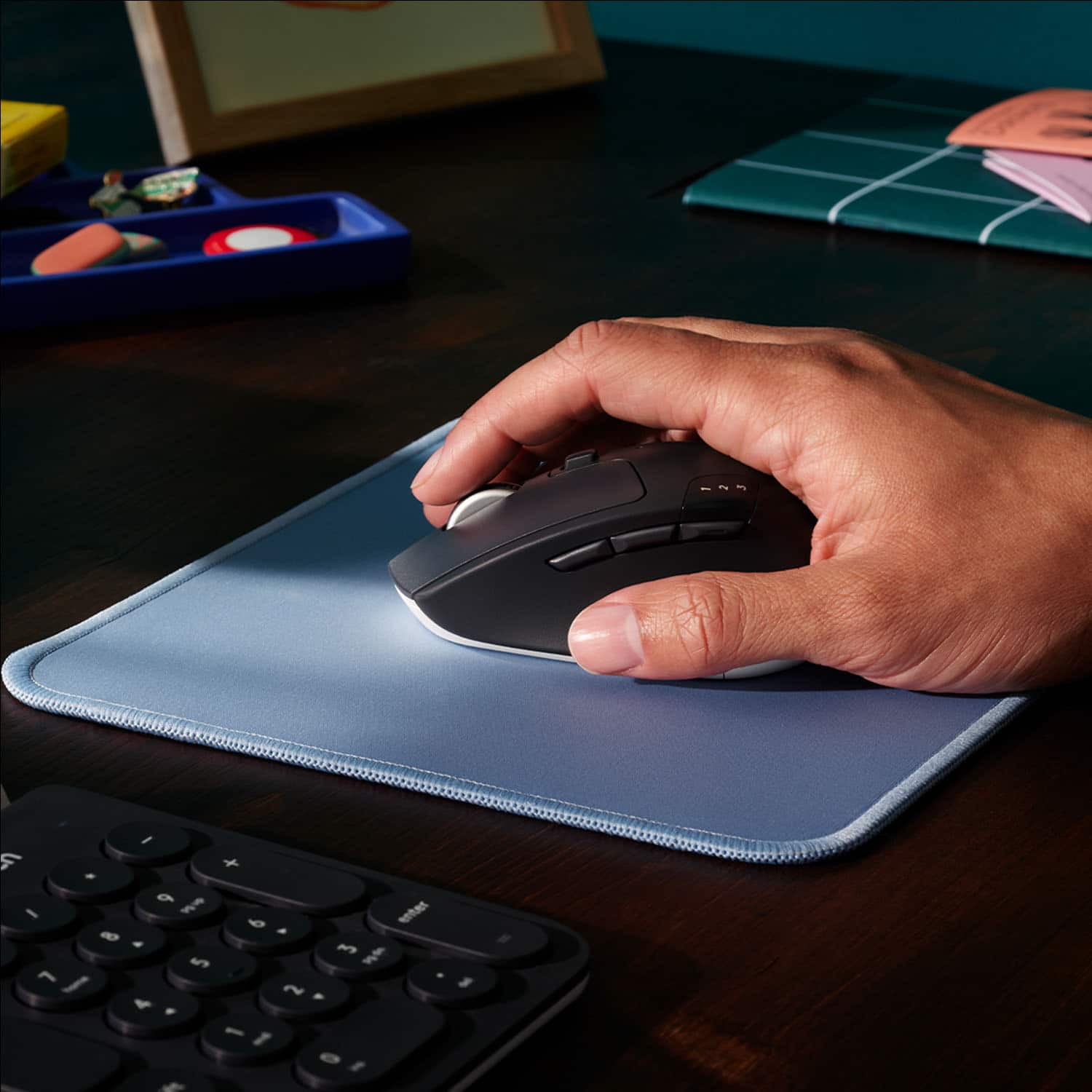 Alt View 11. Logitech - Mouse Pad Studio Series with Spill-Resistant Surface (Medium) - Blue-Gray.