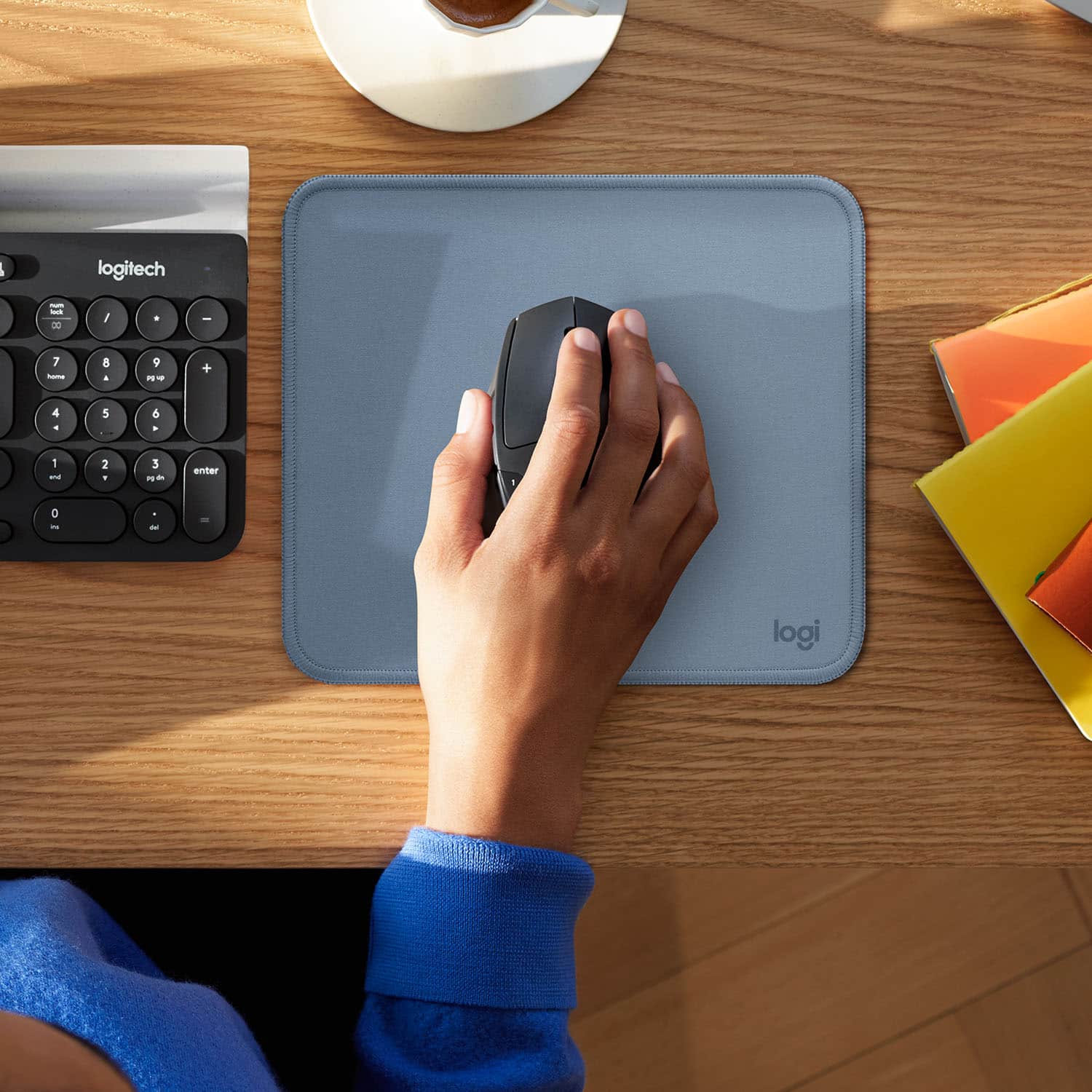 Alt View 14. Logitech - Mouse Pad Studio Series with Spill-Resistant Surface (Medium) - Blue-Gray.