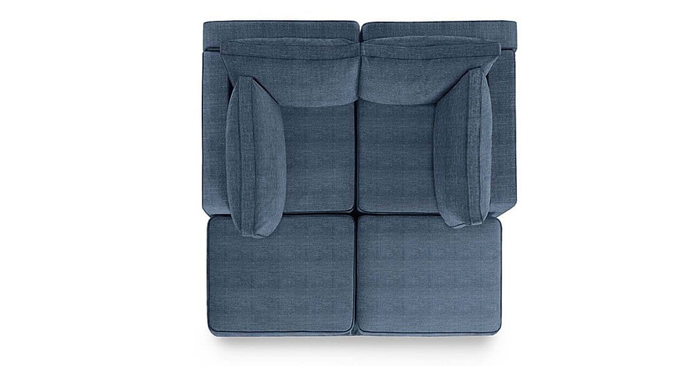 Angle View: Lovesac - 4 Seats + 4 Sides Rained Chenille & Standard Foam - Vintage Blue