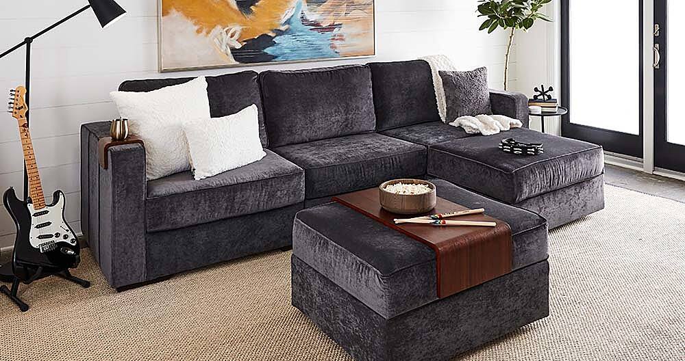 Lovesac 4 Seats + 5 Sides Rained Chenille & Standard Foam Vintage Blue ...