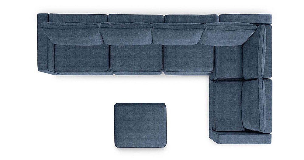 Angle View: Lovesac - 6 Seats + 8 Sides Rained Chenille & Standard Foam - Vintage Blue