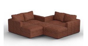 Lovesac - 7 Seats + 8 Sides Rained Chenille & Lovesoft - Terracotta - Front_Zoom