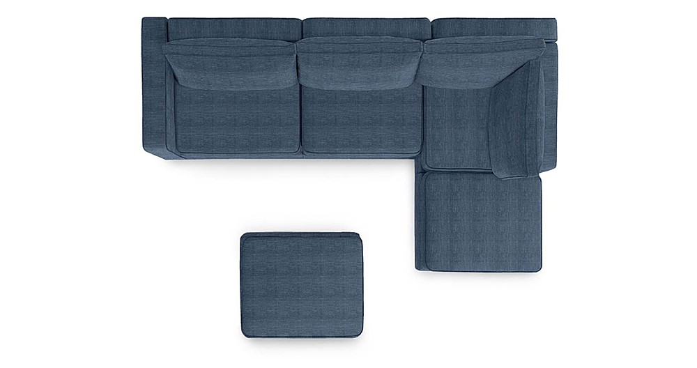 Angle View: Lovesac - 5 Seats + 5 Sides Rained Chenille & Standard Foam - Vintage Blue