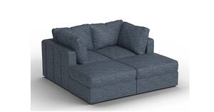 Lovesac - 4 Seats + 4 Sides Rained Chenille & Lovesoft - Vintage Blue - Front_Zoom