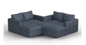 Lovesac - 7 Seats + 8 Sides Rained Chenille & Lovesoft - Vintage Blue - Front_Zoom