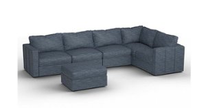 Lovesac - 6 Seats + 8 Sides Rained Chenille & Lovesoft - Vintage Blue - Front_Zoom