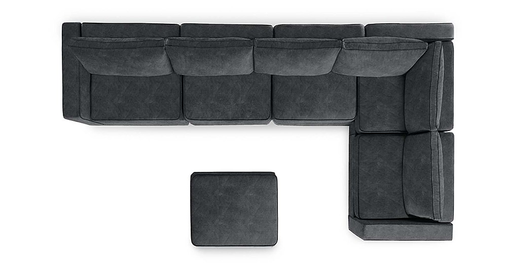 Angle View: Lovesac - 4 Seats + 4 Sides Corded Velvet & Lovesoft with 6 Speaker Immersive Sound + Charge System - Midnight Navy