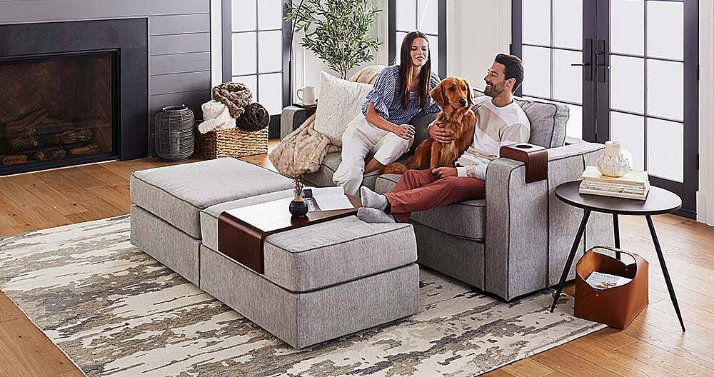 Lovesac 4 Seats + 4 Sides Rained Chenille & Lovesoft with 6 Speaker