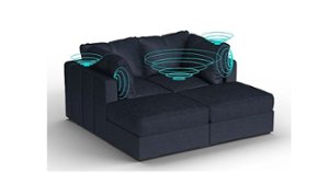 Lovesac - 4 Seats + 4 Sides Corded Velvet & Lovesoft with 6 Speaker Immersive Sound + Charge System - Midnight Navy - Front_Zoom