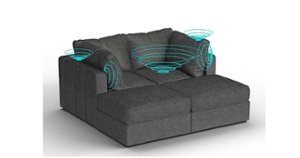 Lovesac - 4 Seats + 4 Sides Corded Velvet & Lovesoft with 8 Speaker Immersive Sound + Charge System - Charcoal Grey - Front_Zoom